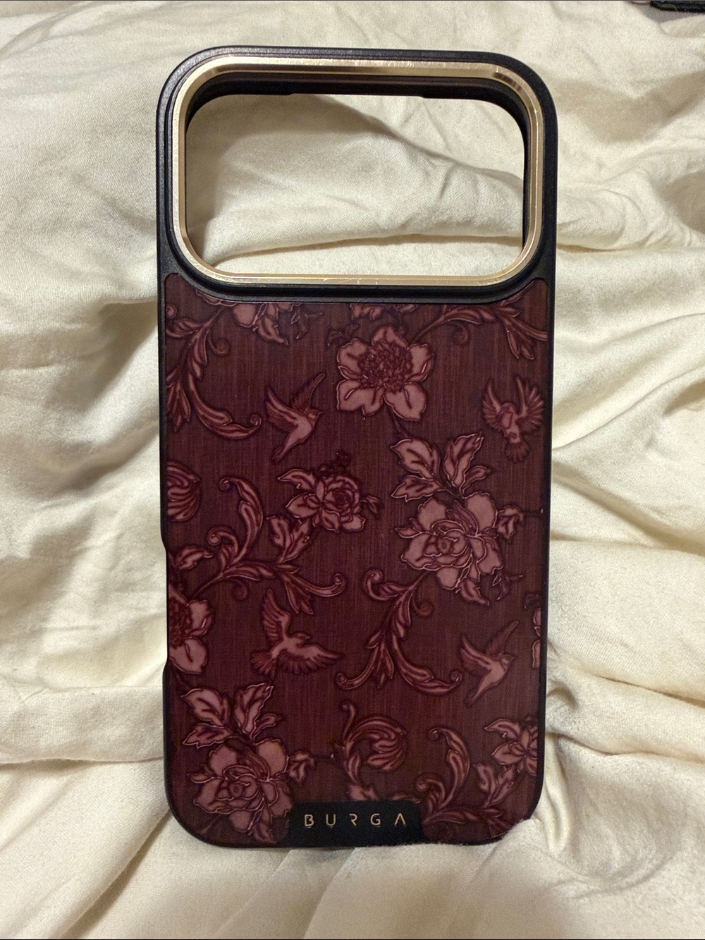 Burga Floral Wood-Texture iPhone 17 Pro Max Case in Dark Brown